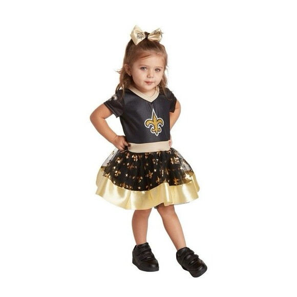 New Orleans Saints Girls 2T‎ Toddler Tutu Tailgate Game Day V Neck Costume Black - Picture 1 of 10